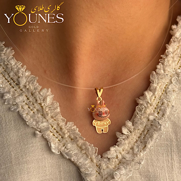 آویز سواروسکی لبوبو پسرانه گلبهی طلا